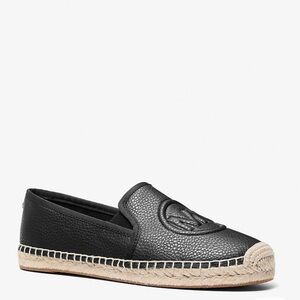 Michael Kors Black Leather Espadrille Slip-On Loafers